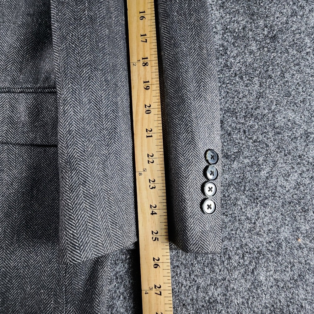 Stafford Signature Mens 46R‎ Blazer Silk Camel Hair Grey Herringbone Sport Coat - Picture 13 of 14